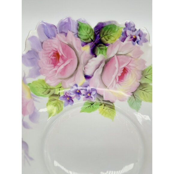 Noritake Hand Painted Ruffle Floral Flower Blue Good Porcelain Footed Bowl Japan - Picture 4 of 7